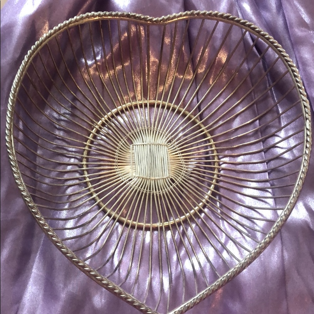 Silver plated heart-shaped basket for fruit etc